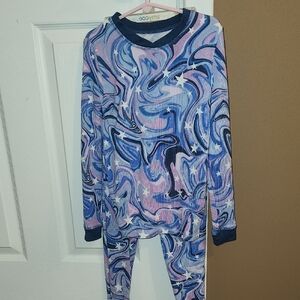 Cuddl Duds Kids Blue and Pink Swirl Pajama Set